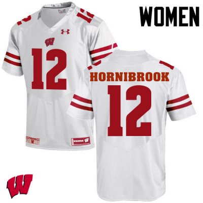 Women's Wisconsin Badgers NCAA #12 Alex Hornibrook White Authentic Under Armour Stitched College Football Jersey YE31T24TJ